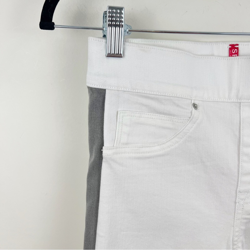 Spanx White Raw Hem Pull on Skinny Jeans with Side Stripe Size XS (0) NWT - Picture 5 of 14